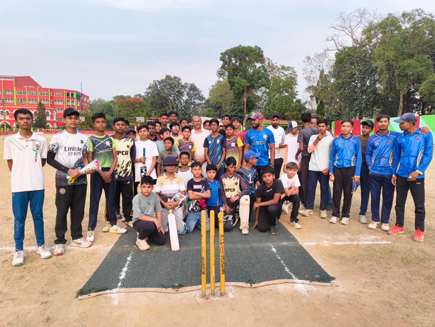 Academy players of all ages gathered around the matting pitch at DIG Ground, Ranchi